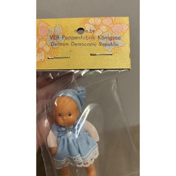 Vintage VEB Puppenfabrik Konigsee GDR 3" Miniature Rubber New In Package - Picture 4 of 5